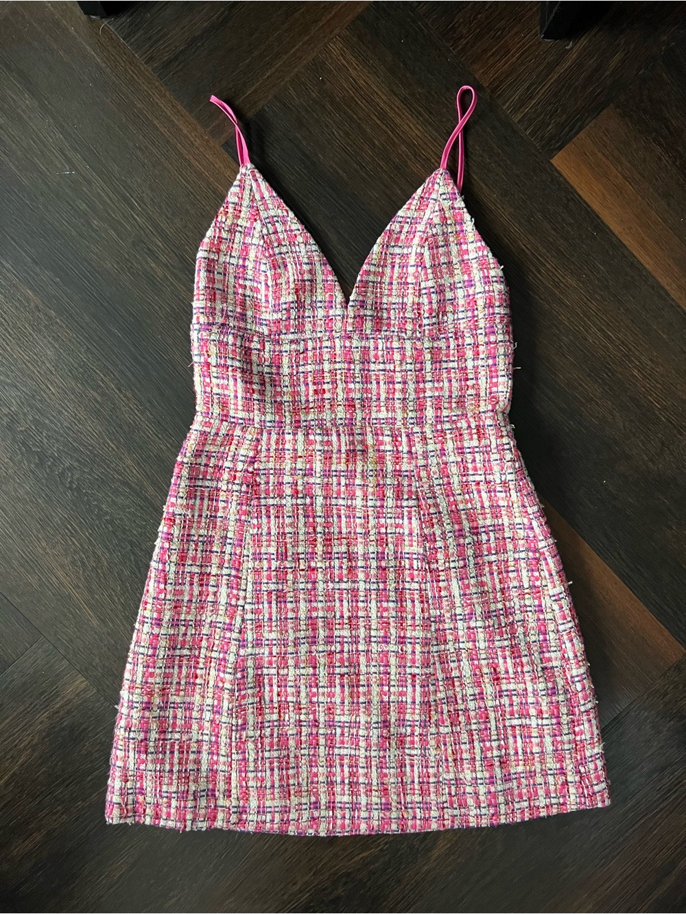 House of Harlow 1960 Pink Tweed Spaghetti Strap Mini Dress
